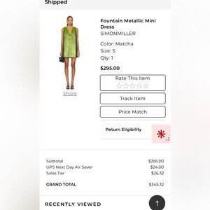 SIMONMILLER Matcha Sleeveless Mini Dress